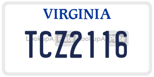 TCZ2116  license plate in VA