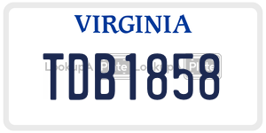 TDB1858  license plate in VA