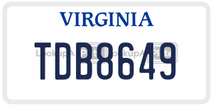 TDB8649  license plate in VA