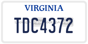 TDC4372  license plate in VA