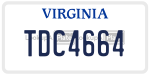 TDC4664  license plate in VA