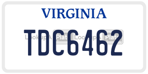 TDC6462  license plate in VA