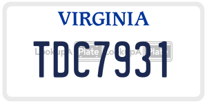 TDC7931  license plate in VA