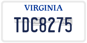 TDC8275  license plate in VA