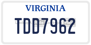 TDD7962 license plate in Virginia