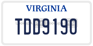 TDD9190  license plate in VA