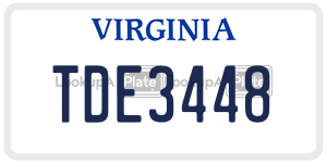 TDE3448  license plate in VA