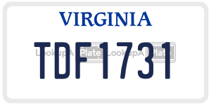 TDF1731  license plate in VA