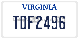 TDF2496  license plate in VA