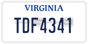 TDF4341  license plate in VA