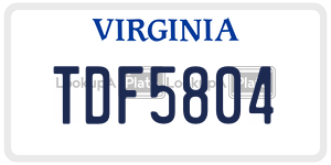 TDF5804  license plate in VA