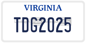 TDG2025  license plate in VA
