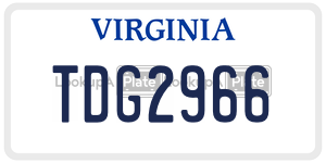 TDG2966  license plate in VA