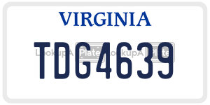 TDG4639  license plate in VA
