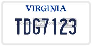 TDG7123  license plate in VA