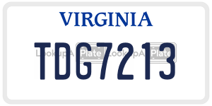 TDG7213  license plate in VA