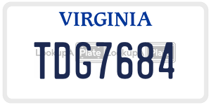 TDG7684  license plate in VA