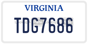 TDG7686  license plate in VA