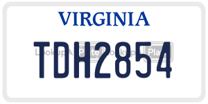 TDH2854 license plate in Virginia
