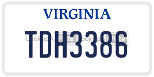 TDH3386  license plate in VA