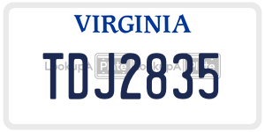 TDJ2835  license plate in VA