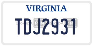 TDJ2931  license plate in VA