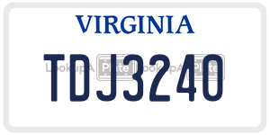 TDJ3240 license plate in Virginia