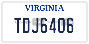TDJ6406  license plate in VA