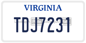 TDJ7231  license plate in VA
