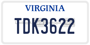 TDK3622  license plate in VA