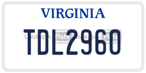 TDL2960 license plate in Virginia