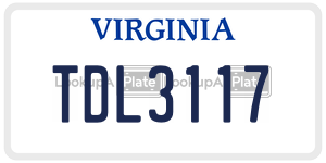 TDL3117  license plate in VA