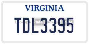 TDL3395  license plate in VA