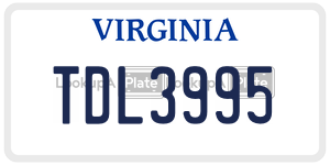 TDL3995  license plate in VA