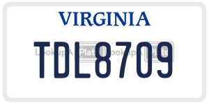 TDL8709 license plate in Virginia