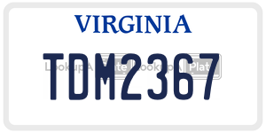 TDM2367 license plate in Virginia