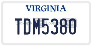 TDM5380  license plate in VA
