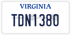TDN1380  license plate in VA