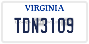 TDN3109 license plate in Virginia