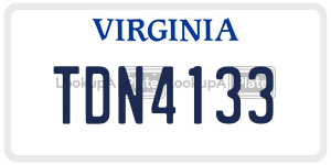 TDN4133  license plate in VA