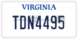 TDN4495  license plate in VA