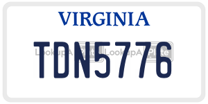 TDN5776  license plate in VA