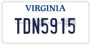 TDN5915  license plate in VA