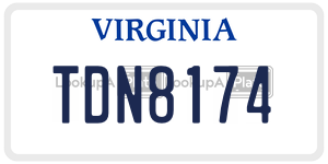 TDN8174 license plate in Virginia