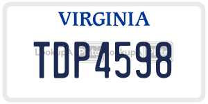 TDP4598  license plate in VA