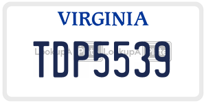 TDP5539  license plate in VA