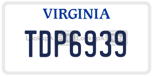 TDP6939  license plate in VA