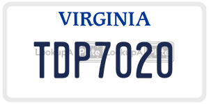 TDP7020  license plate in VA