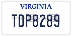 TDP8289  license plate in VA