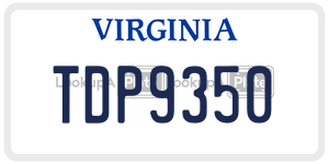 TDP9350  license plate in VA